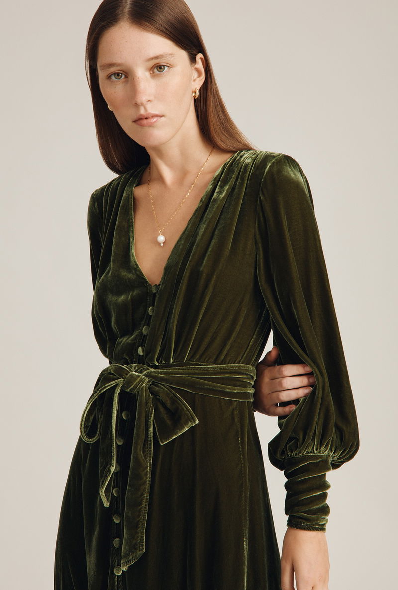 ghost green velvet dress retroféte Women's Greta Velvet Dress - Blue