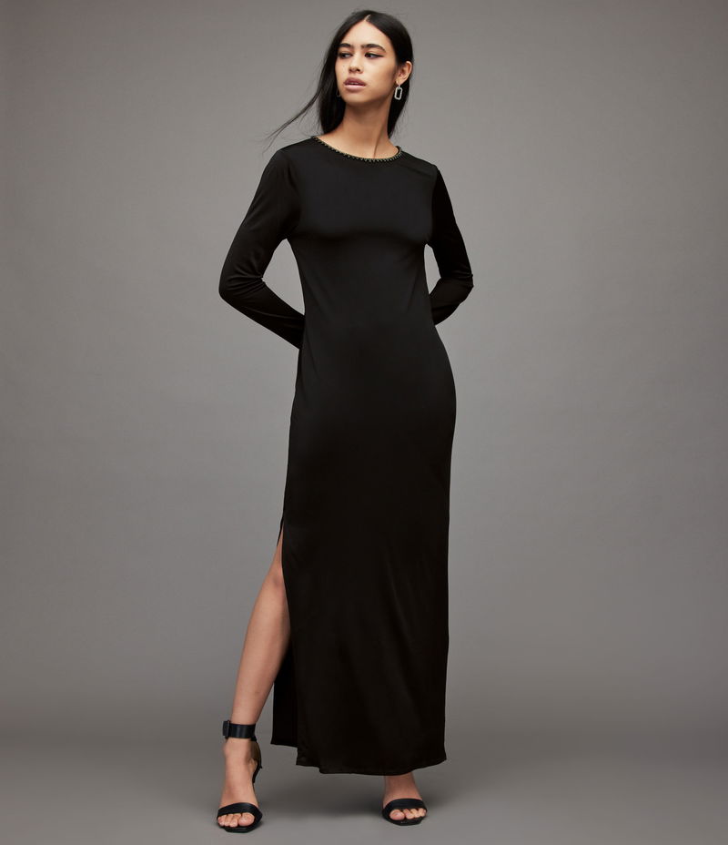 all saints black maxi dress Jax 2-In-1 Maxi Dress Black