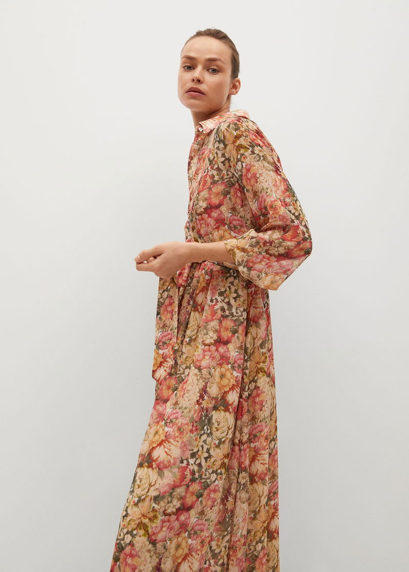 MANGO Belt Floral Dress endource