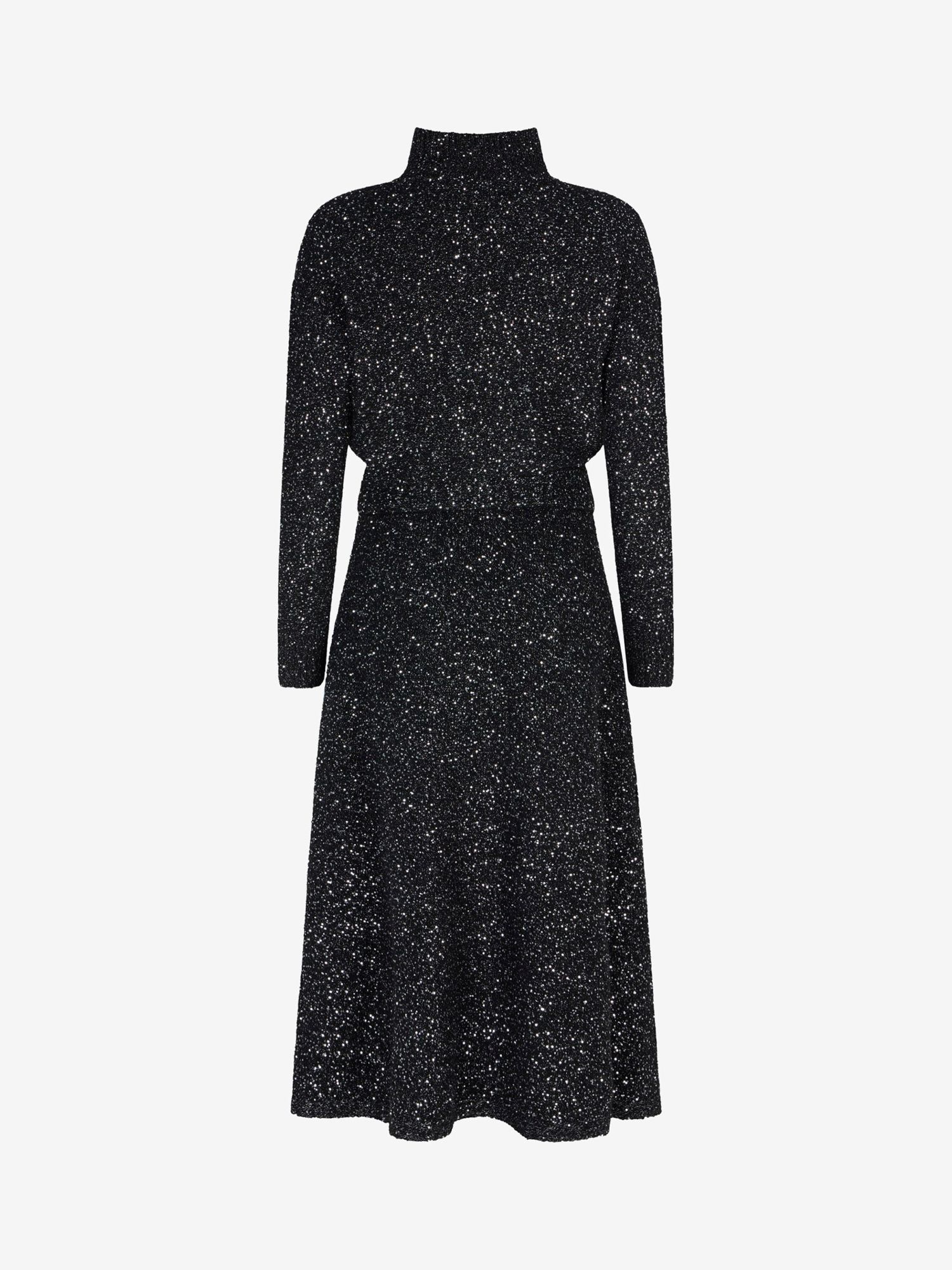 Mint Velvet Sparkle Knit Wool Blend Midi Dress in Black | Endource