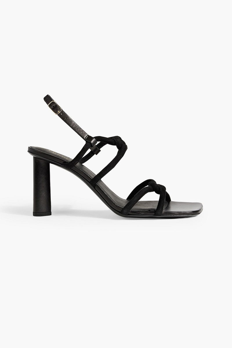 FRAME Le Hendrix Suede Slingback Sandals in Black | Endource