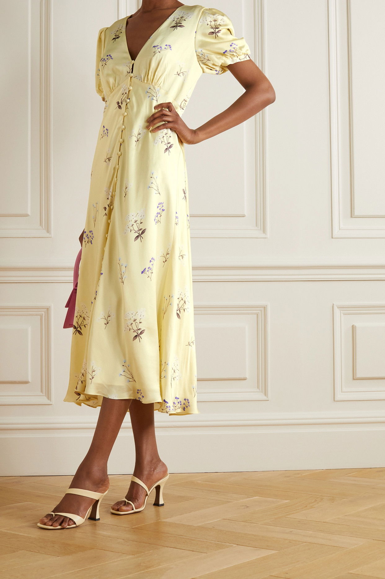SELF-PORTRAIT Alyssa Floral-Print Satin Midi Dress | endource