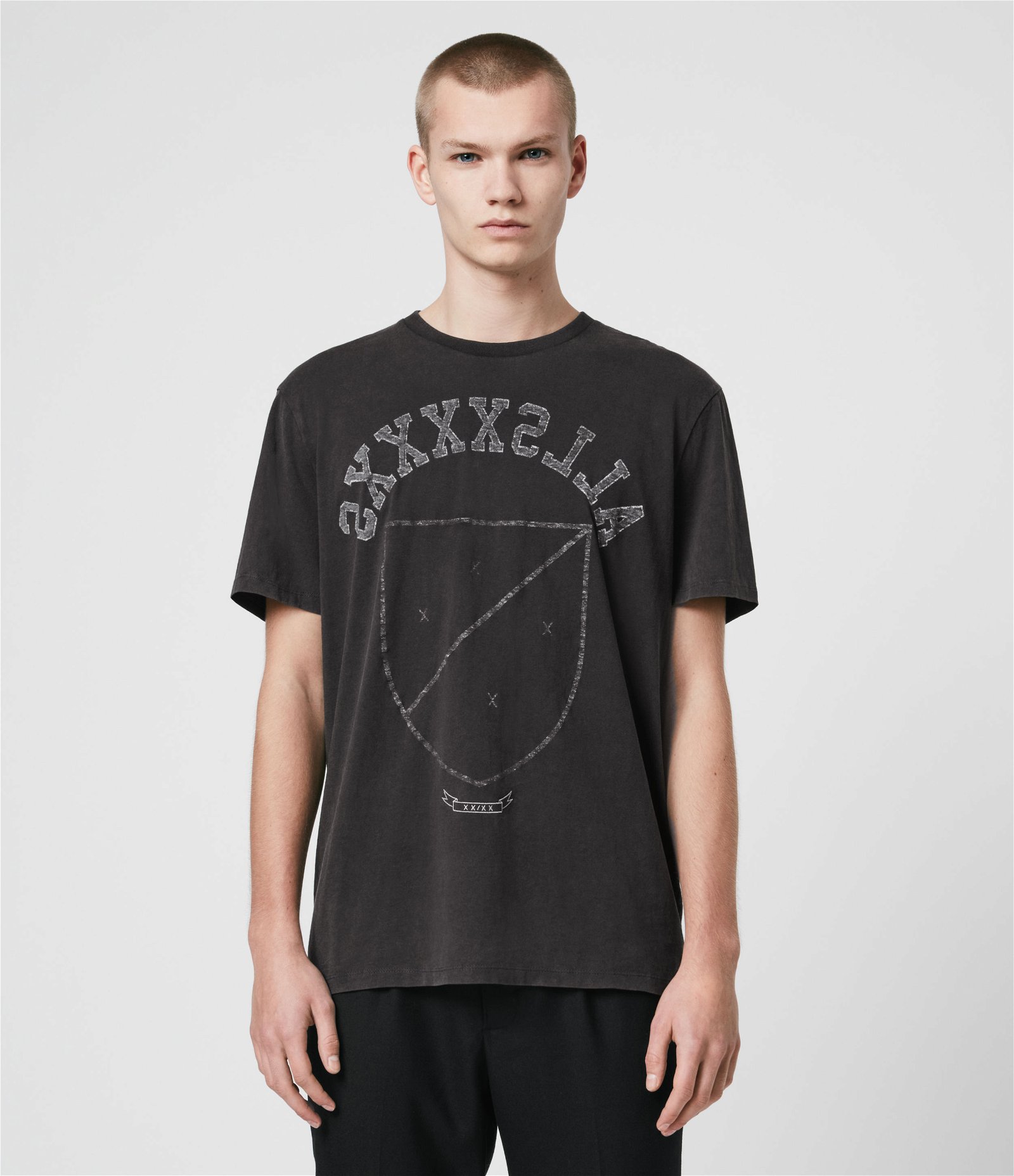 ALLSAINTS Shield Crew T-Shirt in Vintage Black | Endource