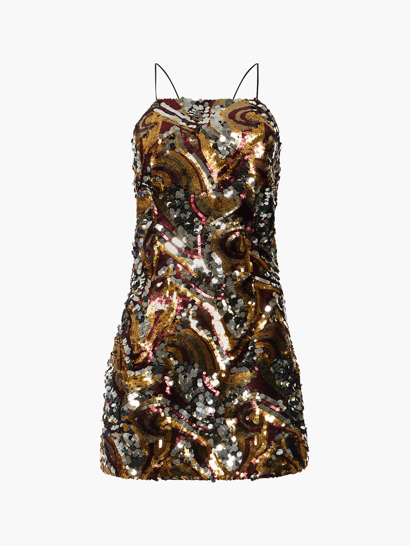 FRENCH CONNECTION Anadia Sequin Embellished Tie Back Mini Dress | endource FRENCH CONNECTION Anadia Sequin Embellished Tie Back Mini Dress | endource