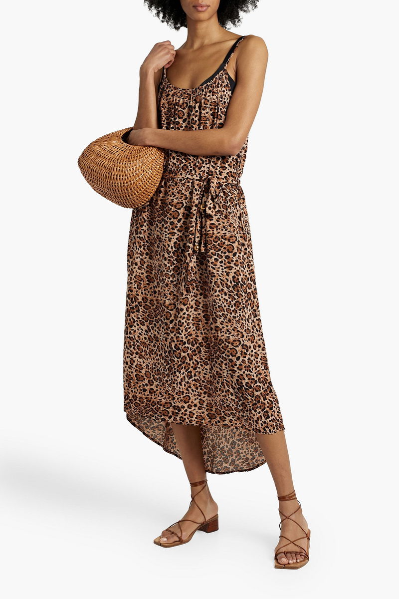 MELISSA ODABASH Melissa Leopard-Print Voile Midi Dress endource