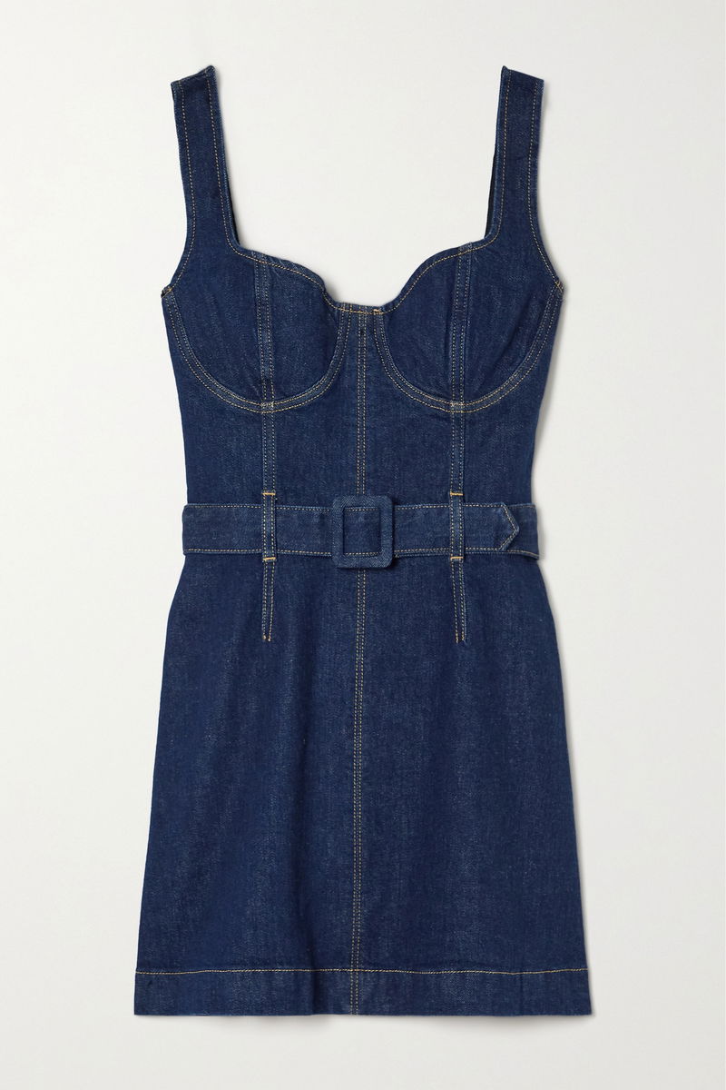  Other Stories cotton belted denim mini dress in blue