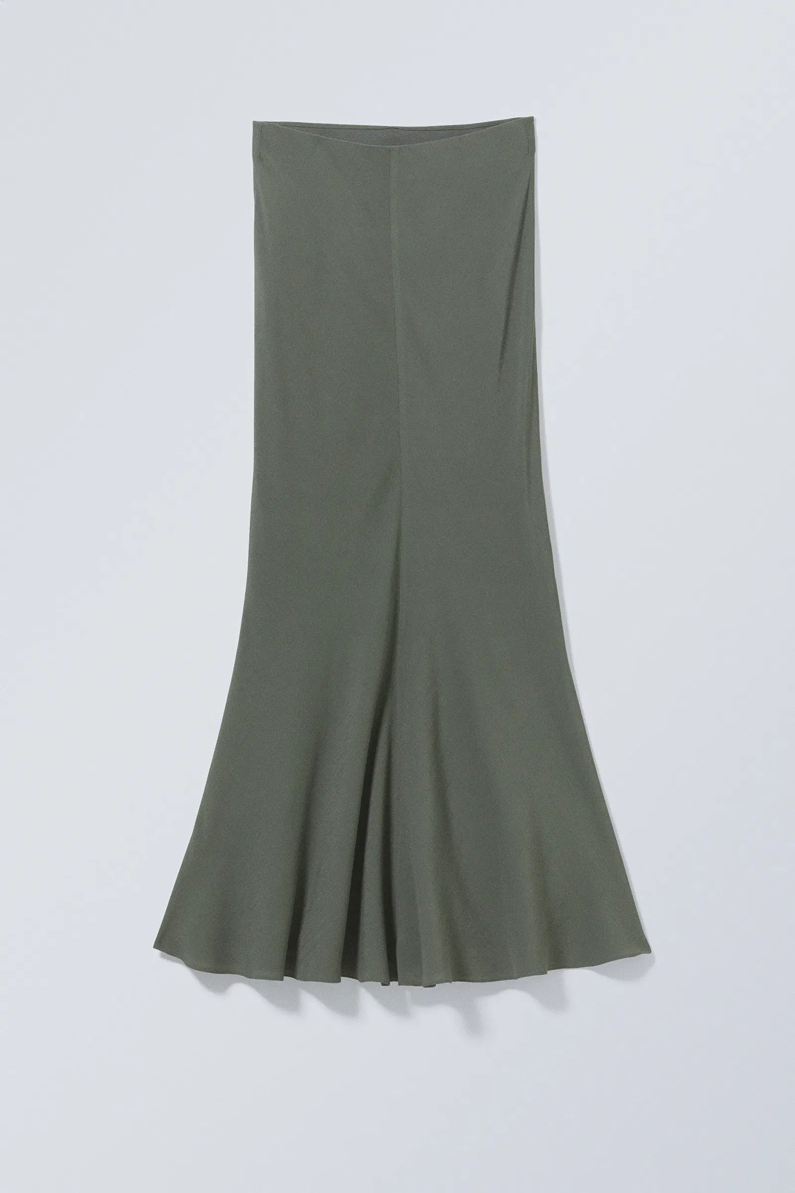 WEEKDAY Paige Long Skirt in Dark Khaki Green | endource