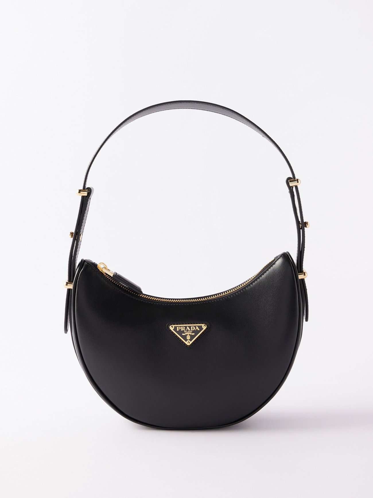 Black Prada Arqué Leather Shoulder Bag