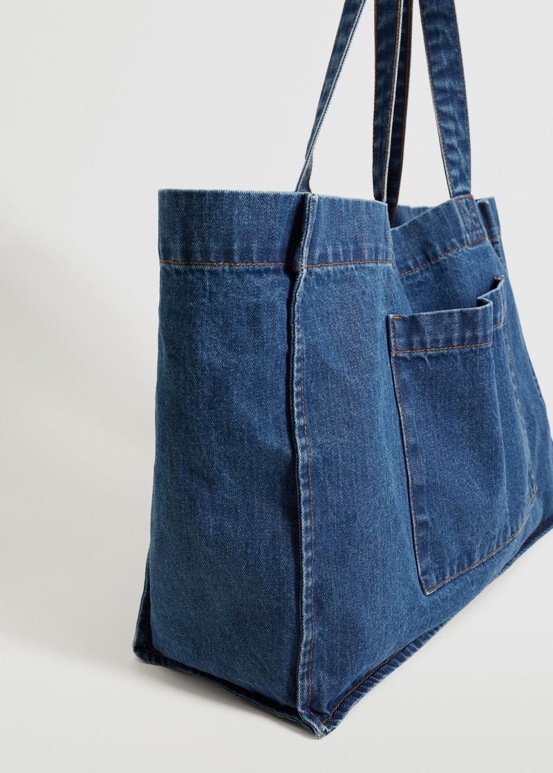 Mango denim shoulder bag in blue