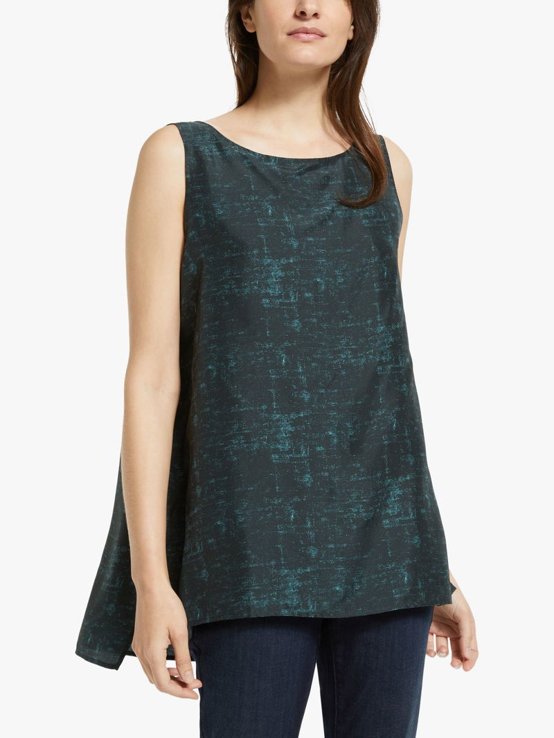 EILEEN FISHER Silk Shadow Print Longline Vest Top endource