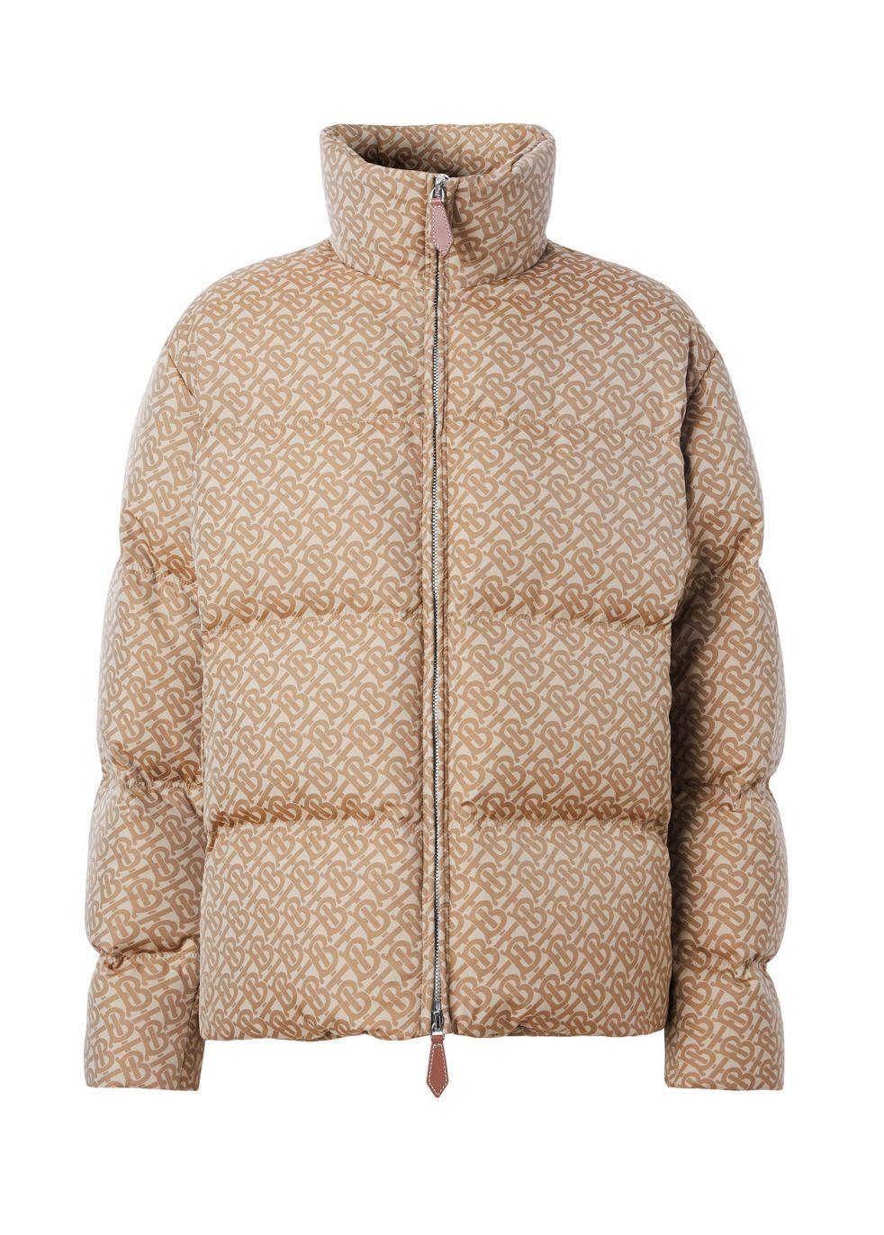 Burberry Detachable Sleeve Monogram Print Puffer Jacket in Brown