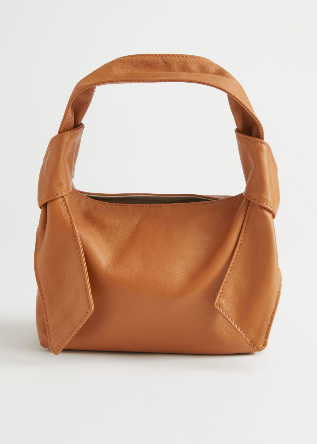 u0026 OTHER STORIES Knotted Leather Small Handbag in Cognac | Endource