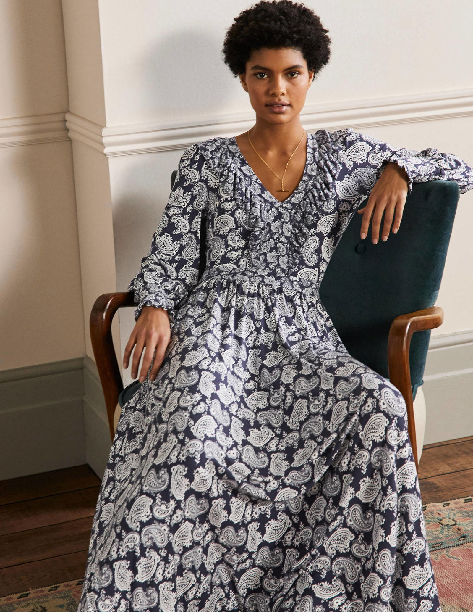 boden ruffle neck jersey midi dress Boden Ruffle Neck Jersey Midi Dress Size 12 NWT