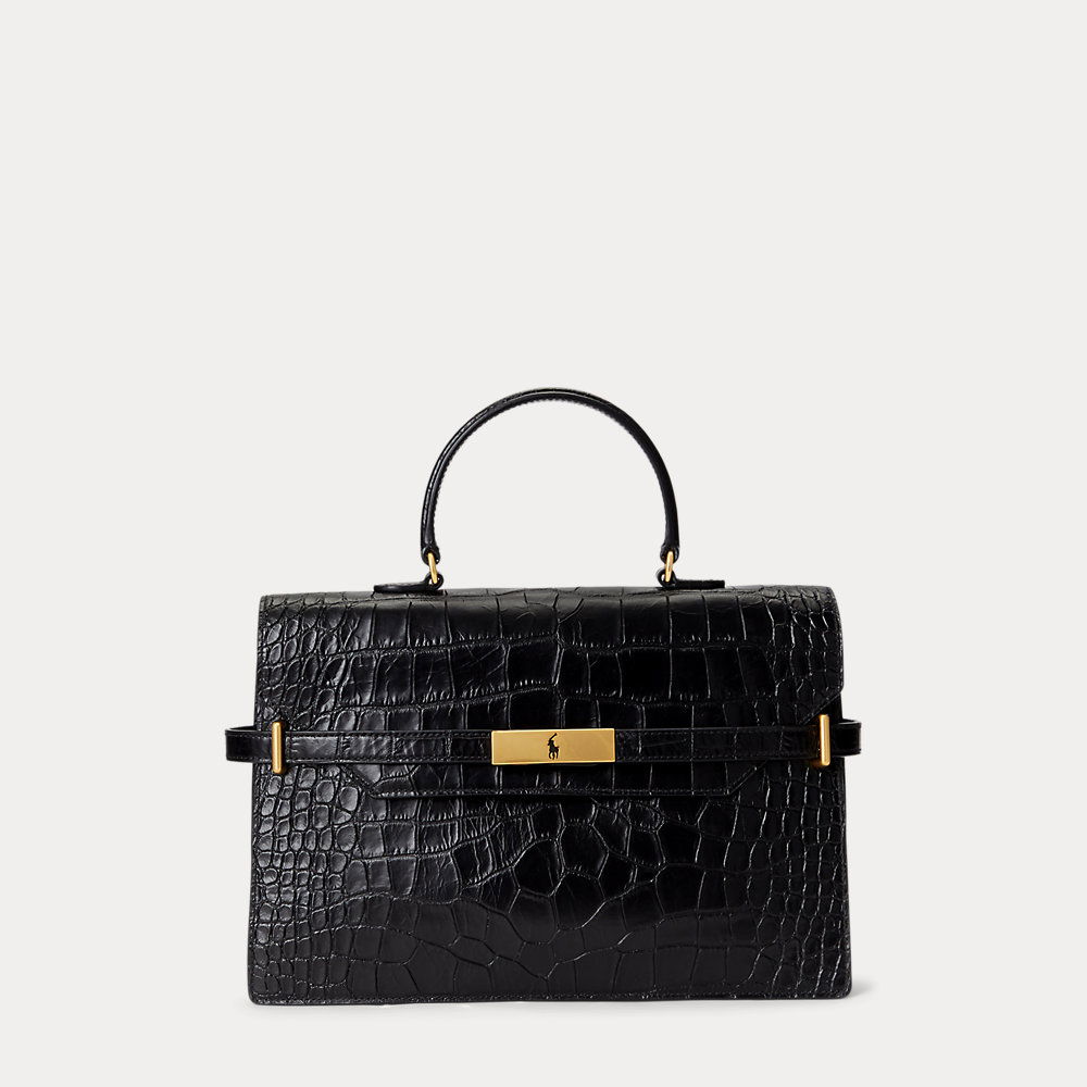 POLO RALPH LAUREN Polo ID Croc-Embossed Leather Satchel | endource