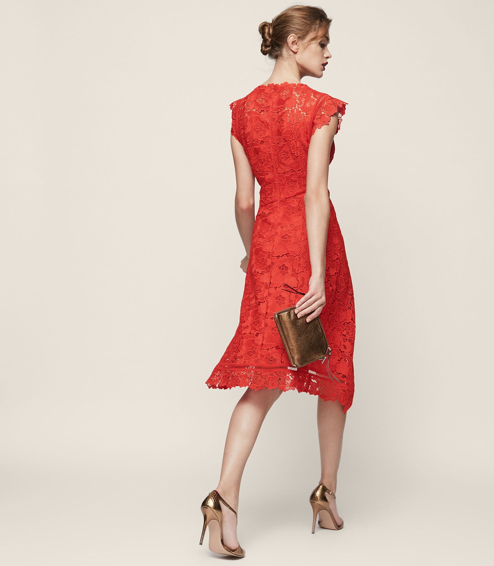 REISS Lucy Lace Midi Dress | endource