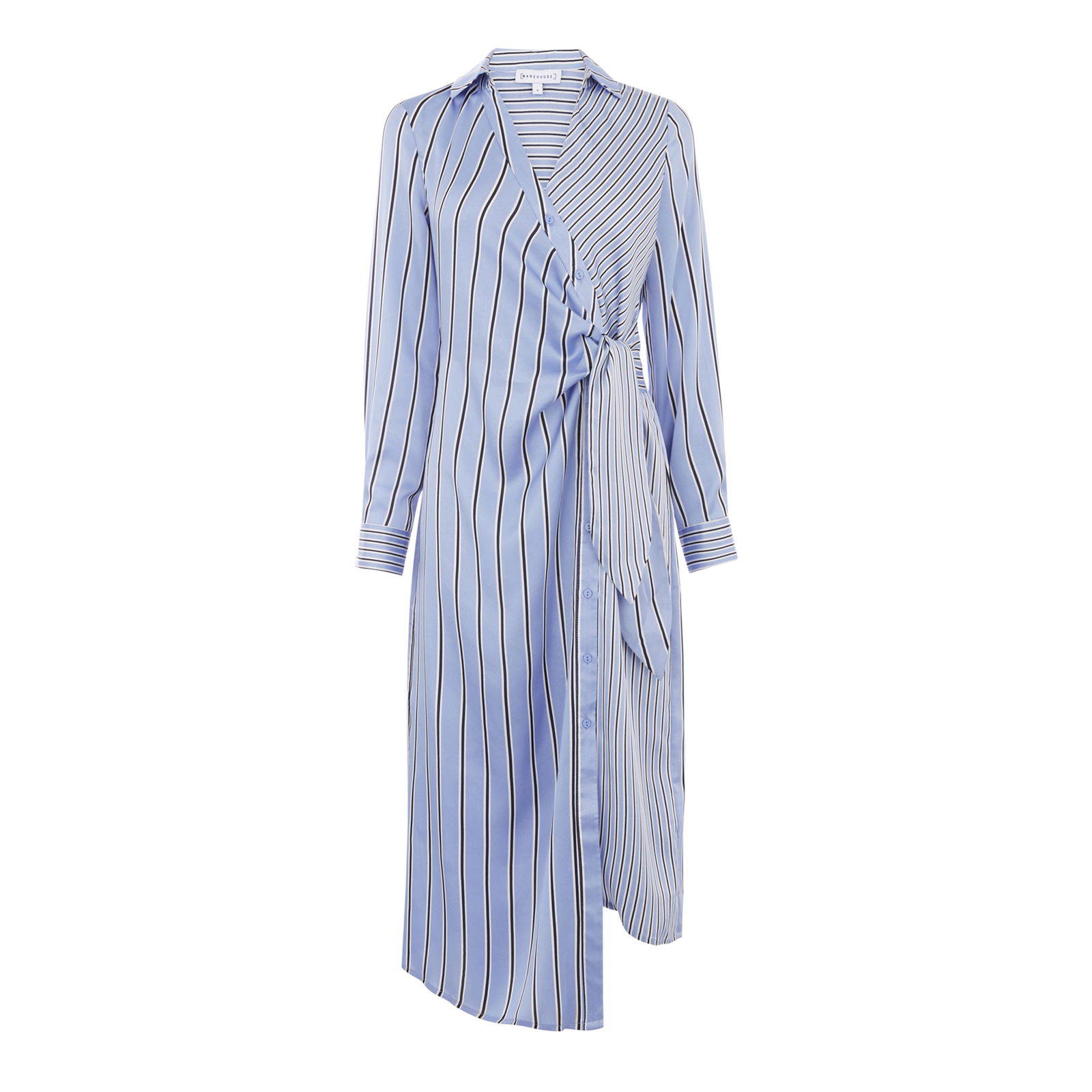 h&m blue striped wrap dress MILVA MI Blue + White Striped Summer Maxi Dress – Timeless main image 1