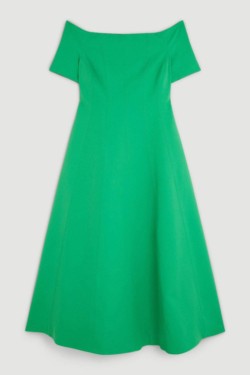 KAREN MILLEN Tailored Stretch Crepe Bardot Midi Dress | endource KAREN MILLEN Tailored Stretch Crepe Bardot Midi Dress | endource