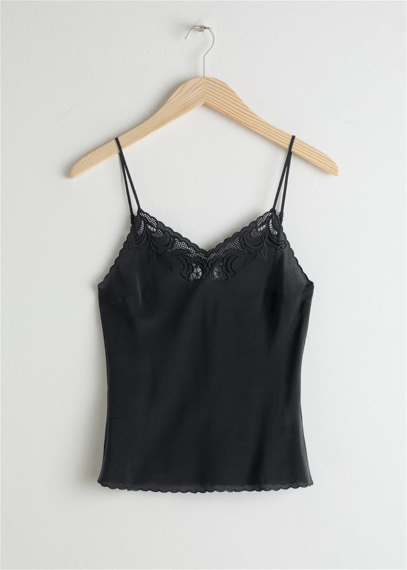  OTHER STORIES Lace Trim Camisole in Black