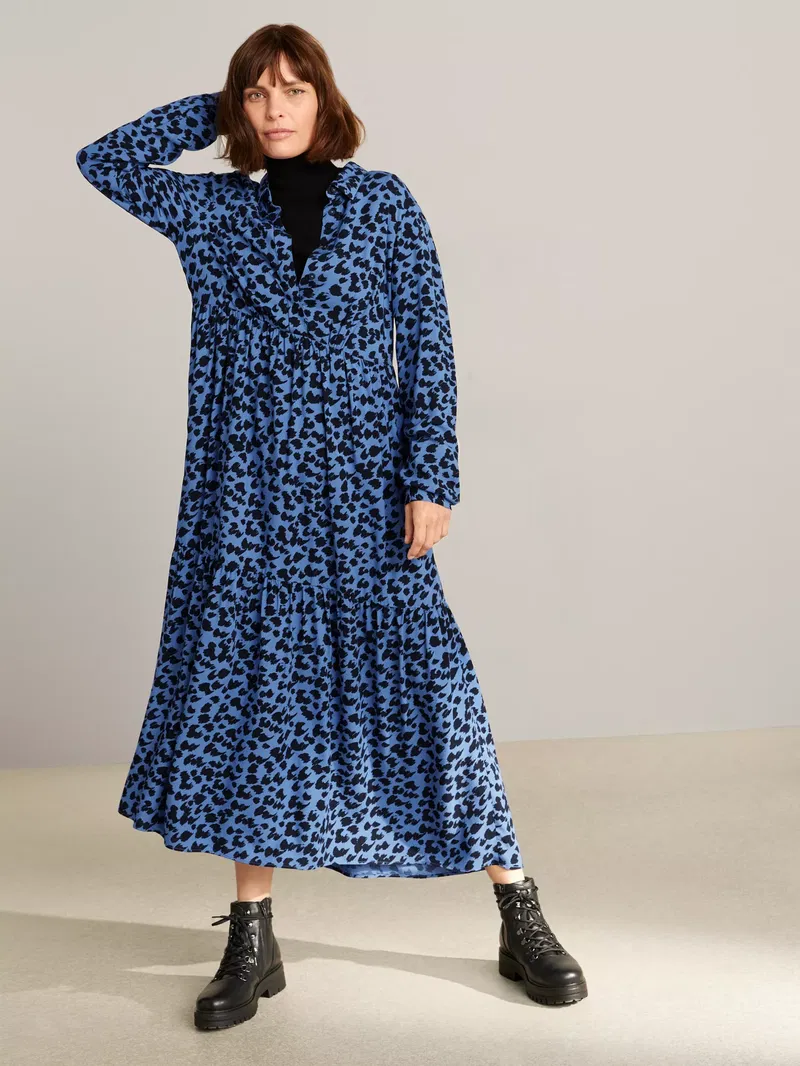 JOHN LEWIS Animal Print Tiered Midi Dress | endource