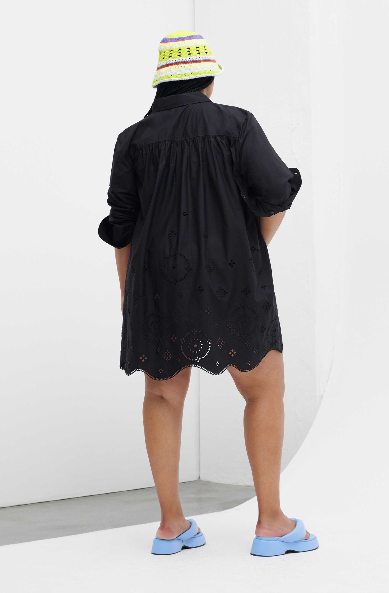 ganni broderie-anglaise cotton mini dress Ganni Broderie Anglaise Cotton Mini Dress In Irish Cream