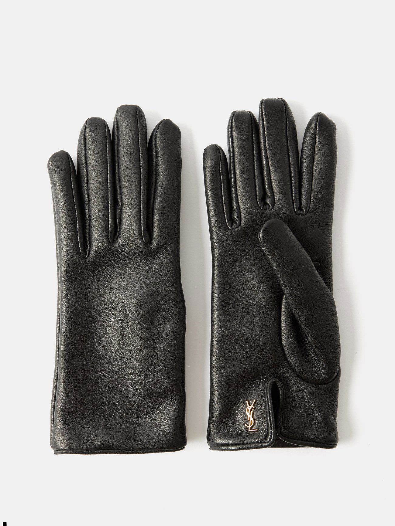 SAINT LAURENT Leather Gloves in Black | Endource