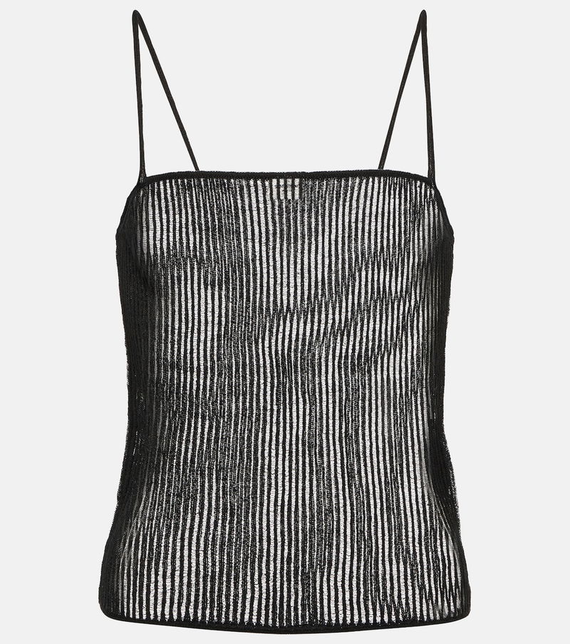 Sheer Rib Knit Tank in Black