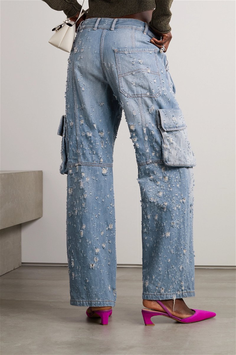 Distressed denim cargo pants in blue - Acne Studios