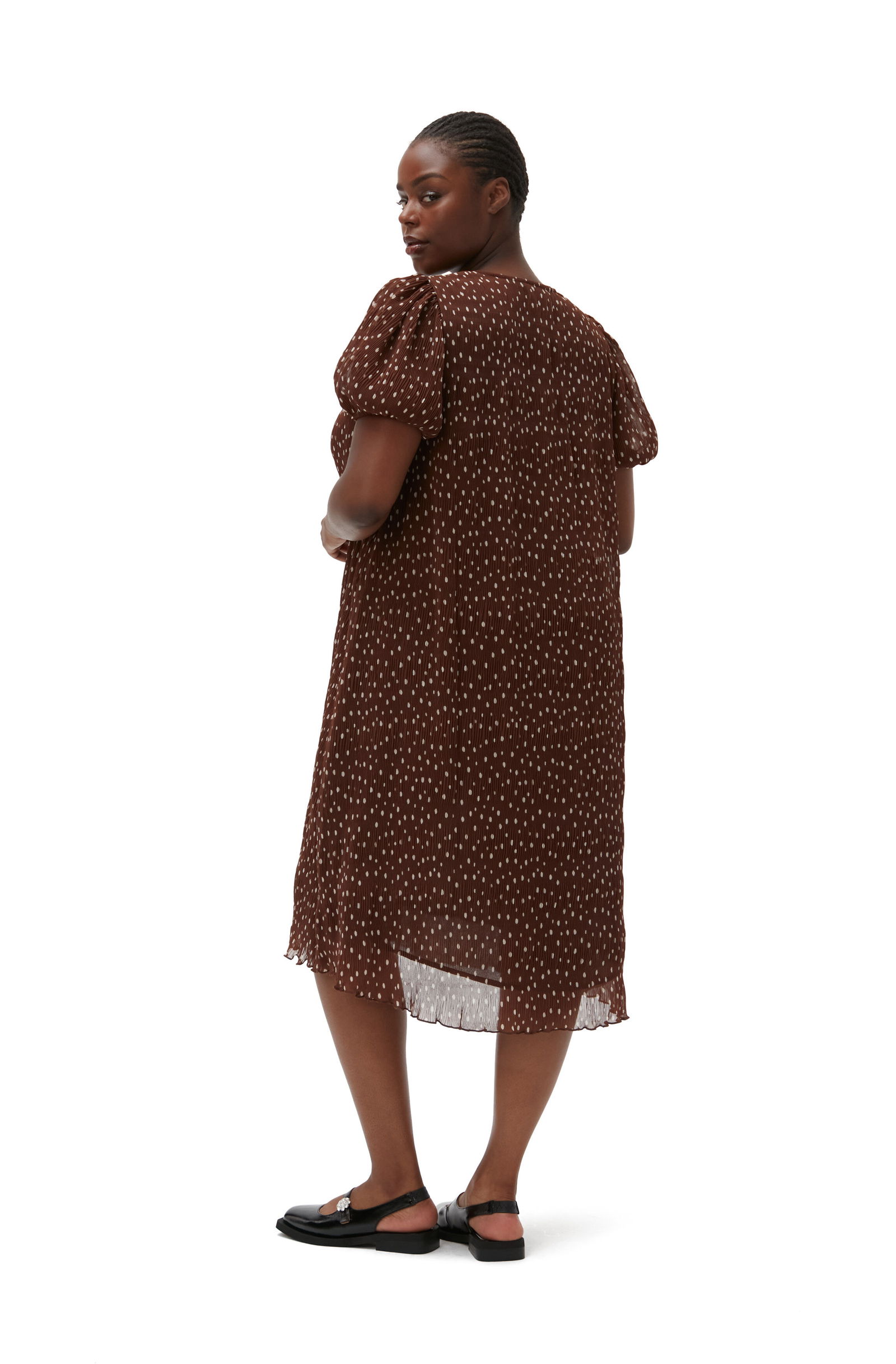 ganni pleated georgette maxi dress Ganni