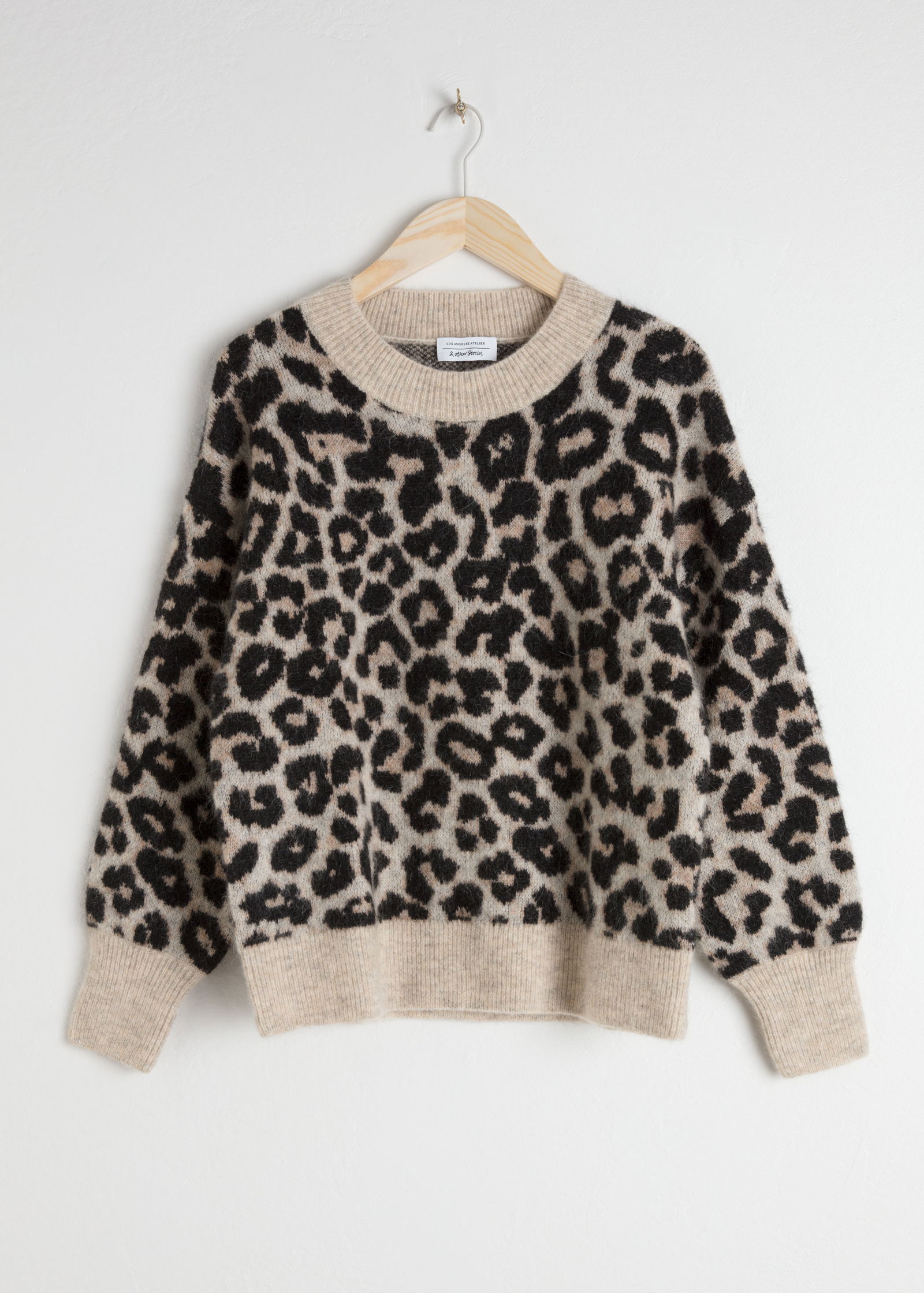 amp; Other Stories + Leopard Puff Sleeve Wool Blend Cardigan