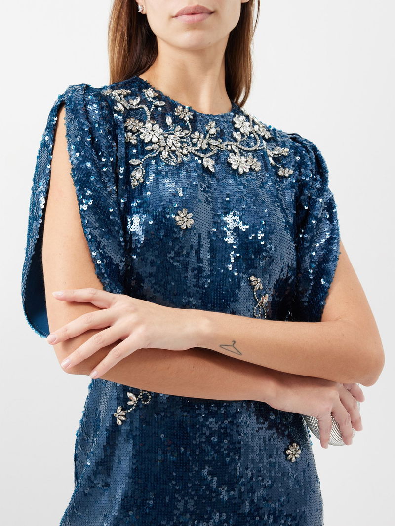 ERDEM Crystal-Embellished Sequinned Midi Dress | endource