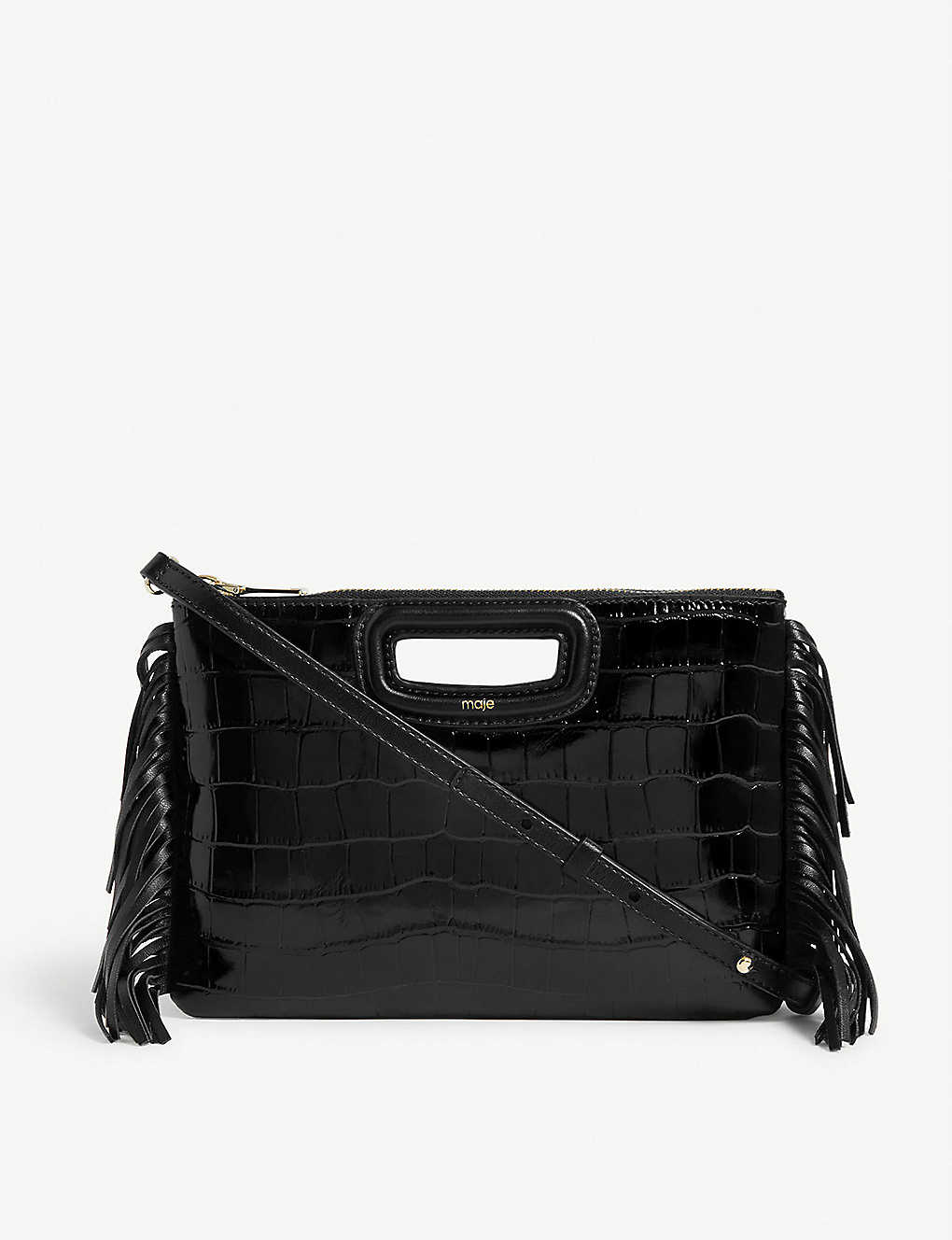 Crocodile Effect Sac Maje Croco MAJE M Duo Croc-Embossed Leather