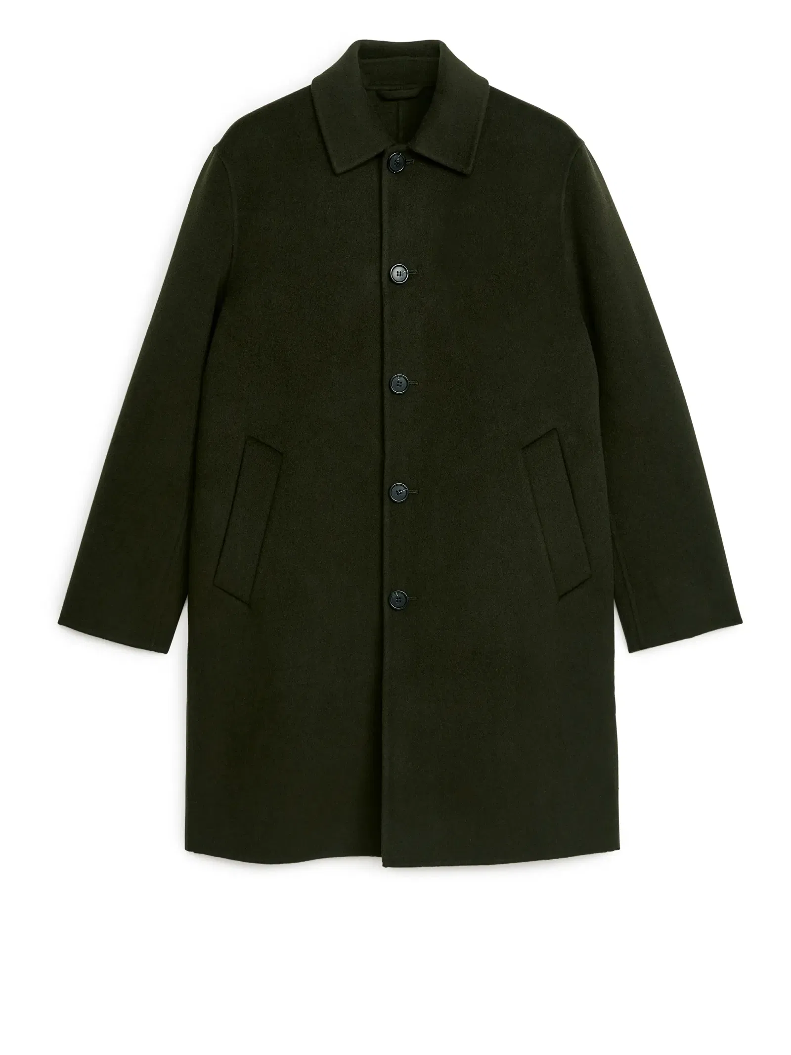 ARKET Double-Face Wool Blend Coat in Dark Green | Endource