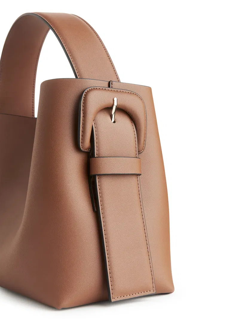 ARKET Rigid Leather Crossbody Bag in Brown Endource