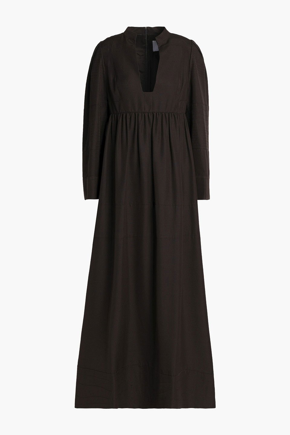 VALENTINO GARAVANI Pleated Silk-Shantung Maxi Dress in Brown | Endource