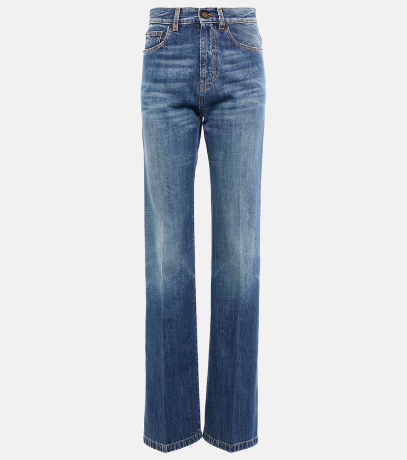 SAINT LAURENT Clyde High-Rise Straight-Leg Jeans in Blue | Endource