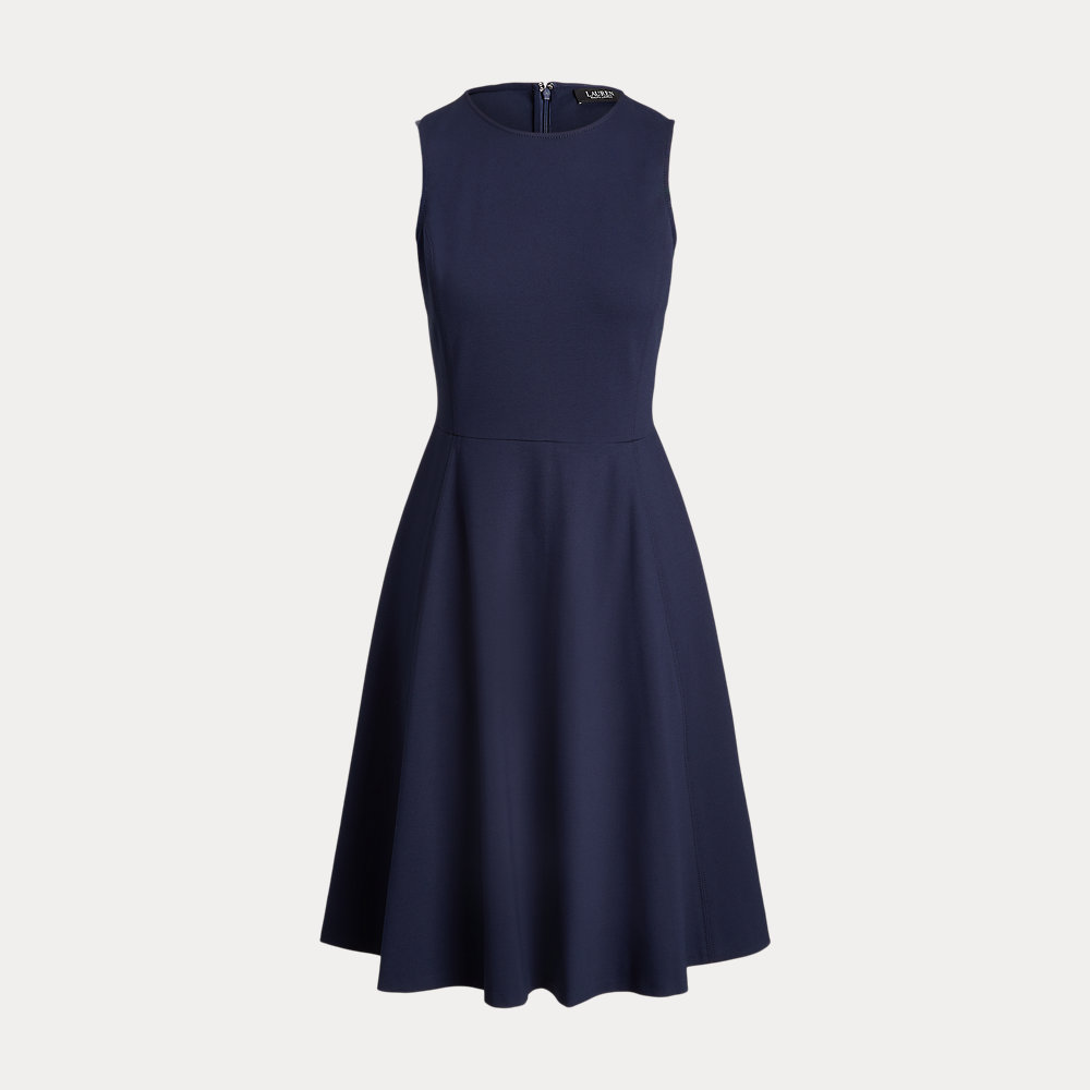 lauren ralph lauren women's ponte fit-and-flare dress Lauren Ralph Lauren Size 12 Black White Colorblock Ponte Fit Flare Zip Dress