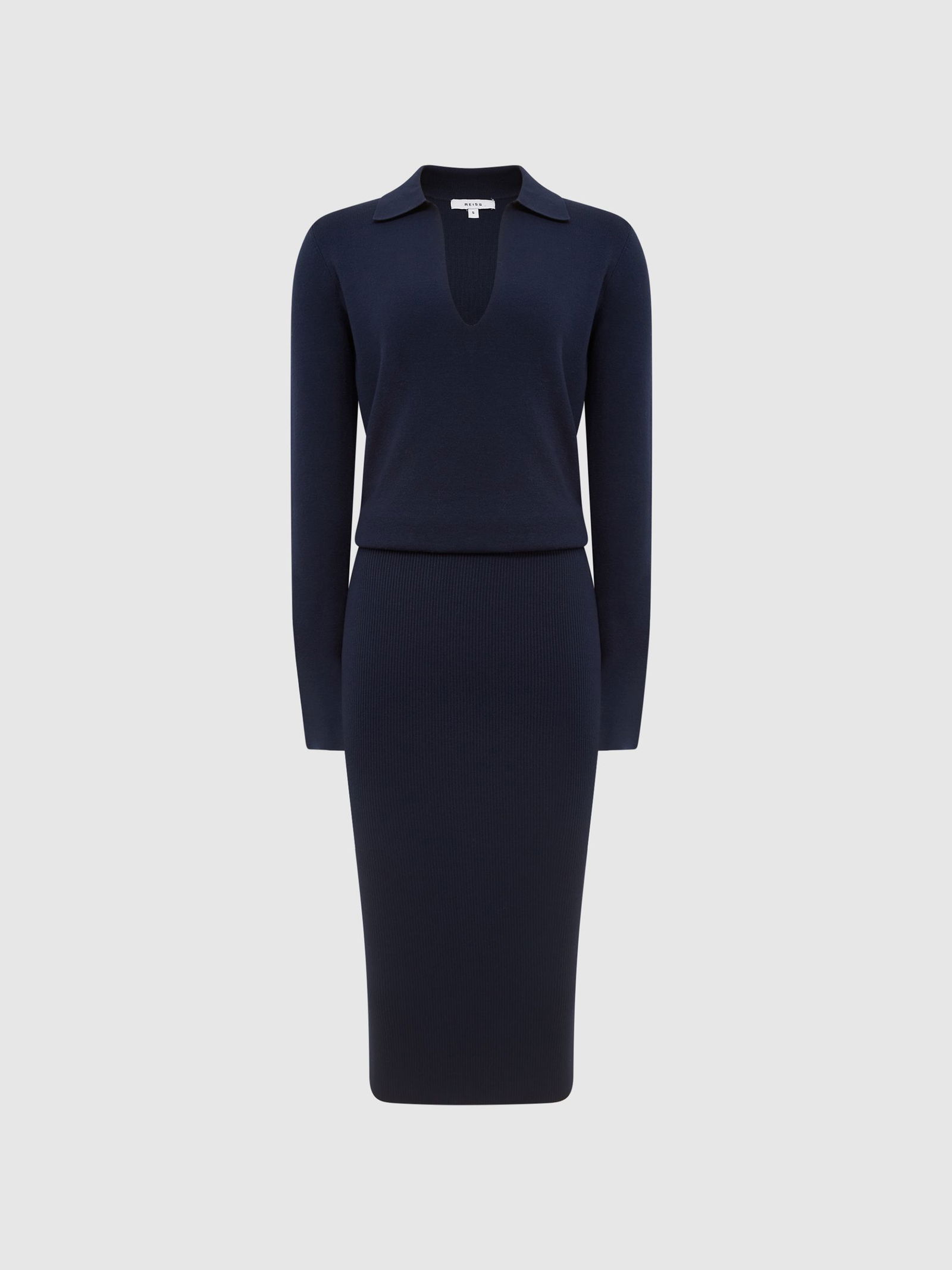 REISS Elaina Rib-Knitted Midi Dress | endource