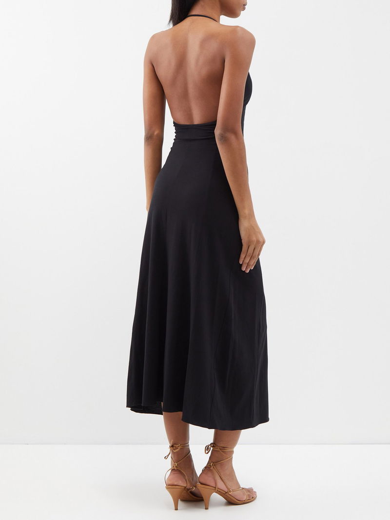 navy jersey dress April Navy Jersey Midi Dress – Finery London main image 1