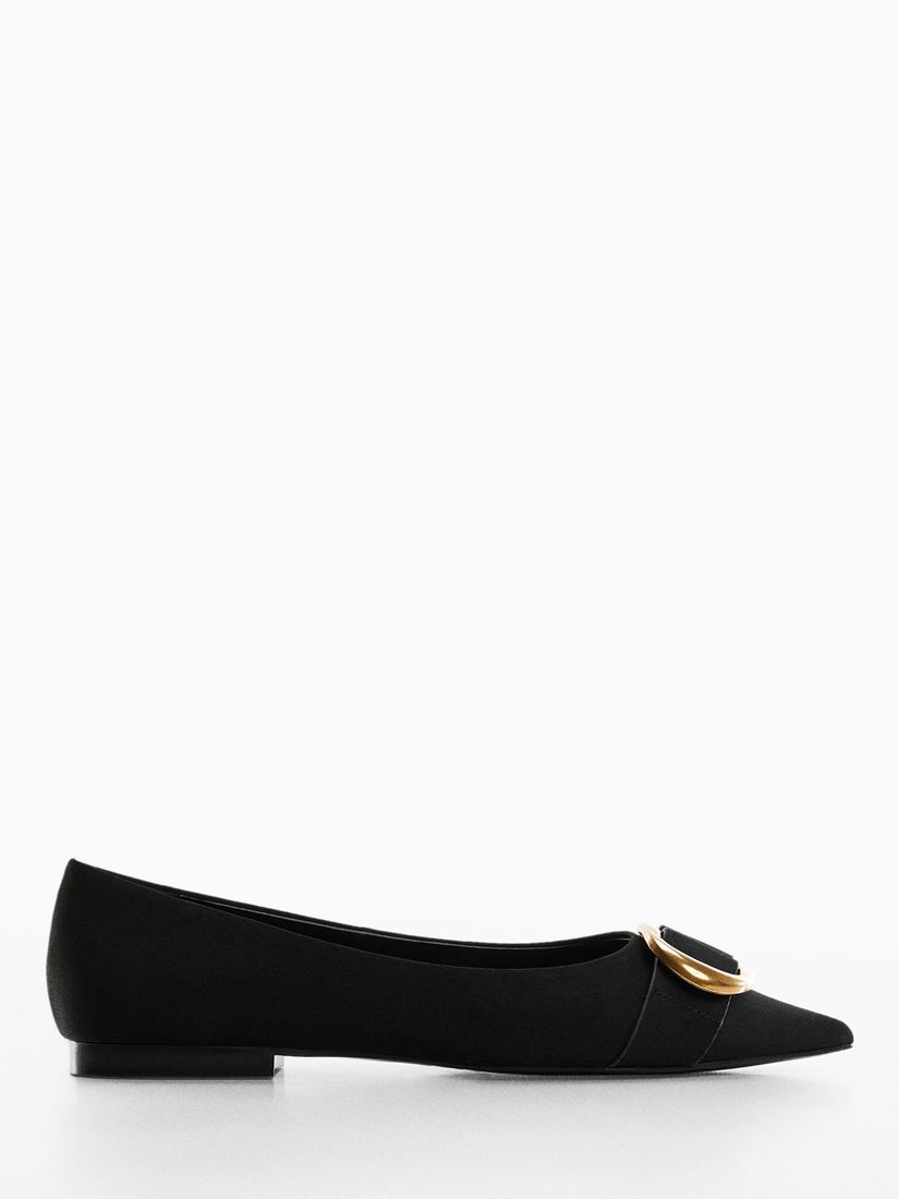 MANGO Lia Decorative Buckle Pointed Toe Shoes in Black | Endource