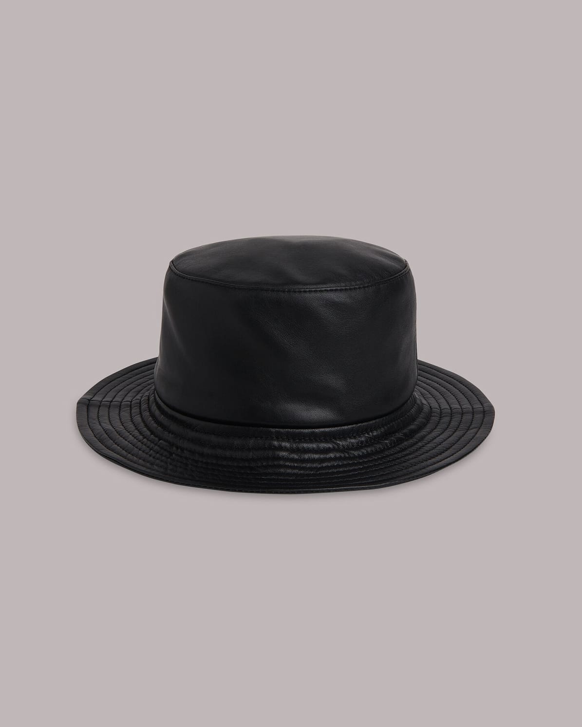 WHISTLES Leather Bucket Hat in Black Endource