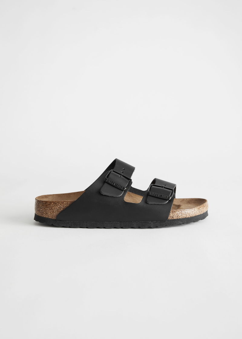 Black leather sandals
