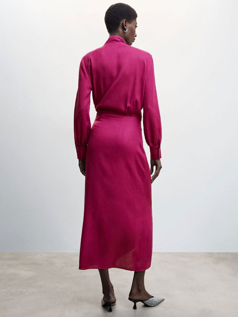 mango pink linen dress Mango ruched drop waist maxi dress in pastel pink