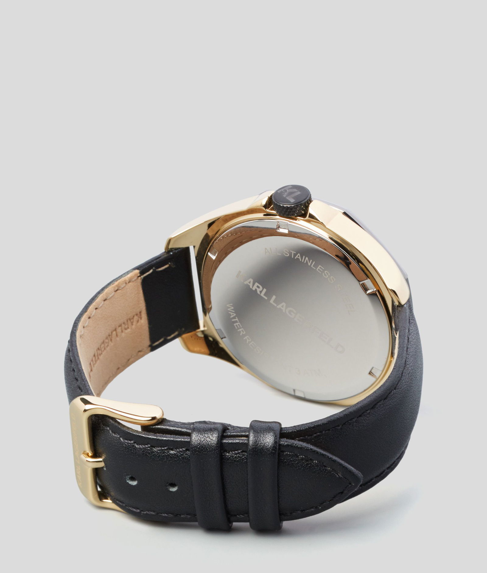 Karl Lagerfeld Minimalist Gold Bezel and Black Leather Strap Watch Seiko Galaxy black dial Men main image 3