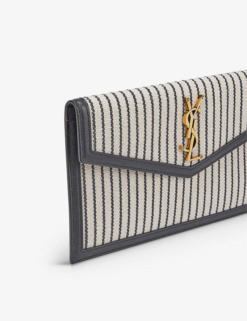 ysl striped clutch