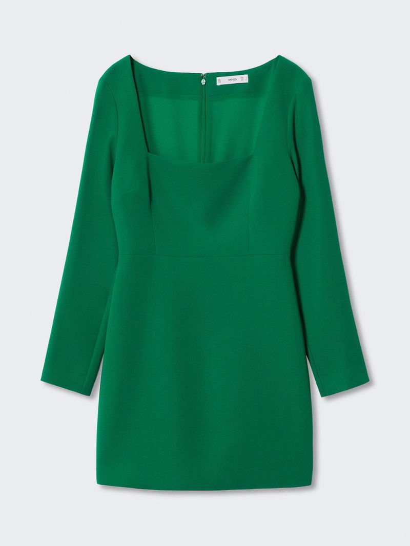 MANGO Square Neck Mini Dress | endource