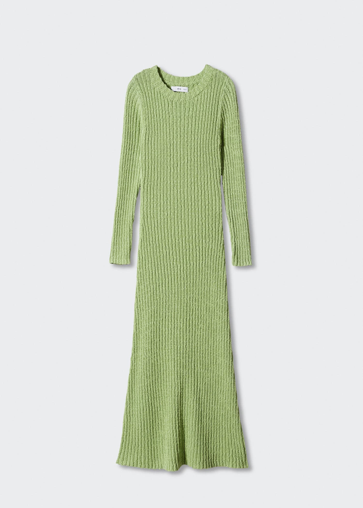 MANGO Ribbed Long Dress in Green Endource