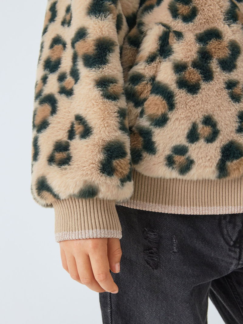 JOHN LEWIS Animal Print Faux Fur Bomber Jacket in Multi endource
