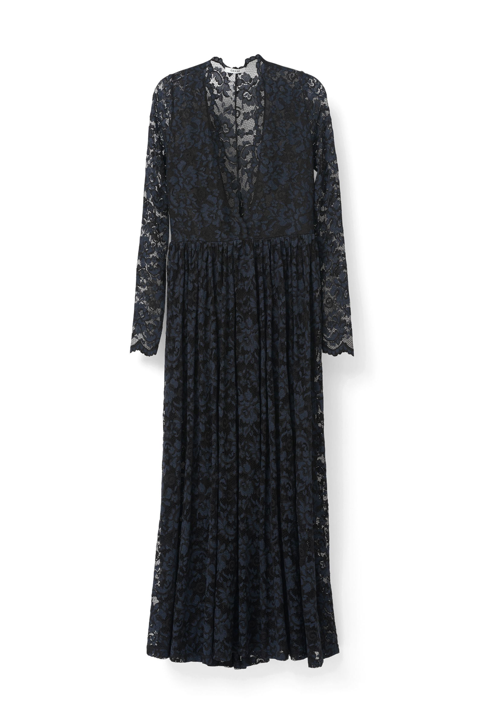 ganni black lace dress Ganni Stretch Jacquard V-neck Mini Dress main image 0