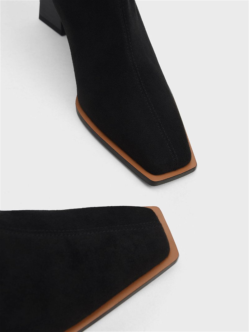 Black Platform Side-Zip Ankle Boots | CHARLES & KEITH