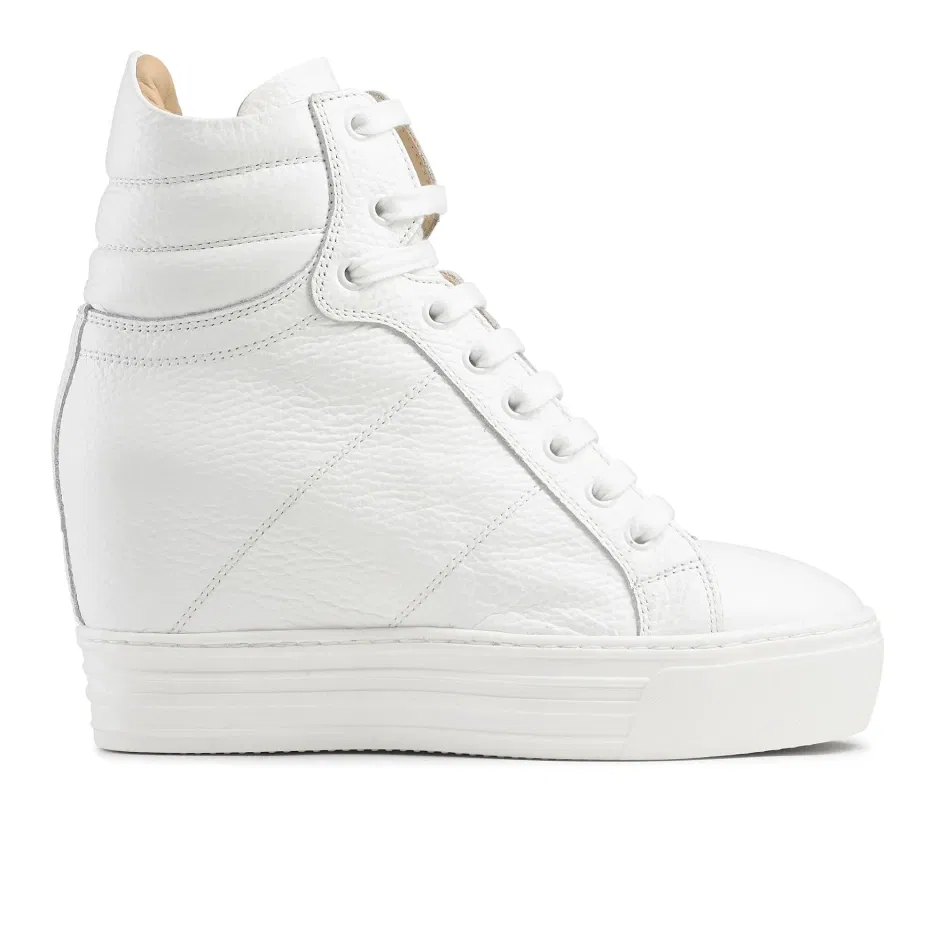 RUSSELL BROMLEY Strike Hi-Top Wedge Sneaker In Grained Leather